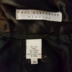 Vintage  Paul Alexander Black Silk Acetate Skirt Size 14 Made in Hong Kong